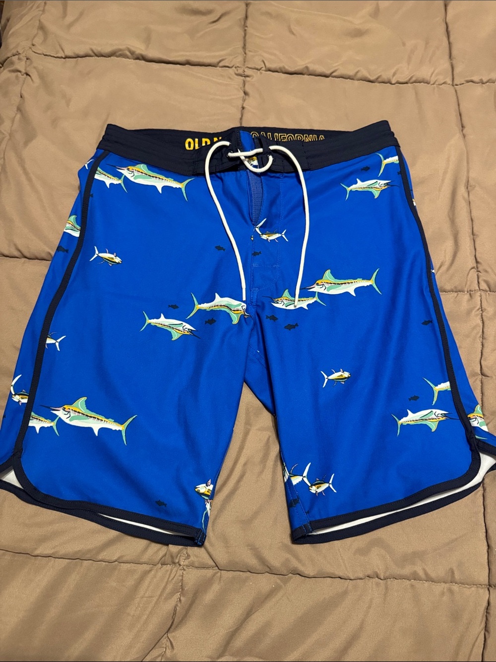 Old Navy Blue Marlin-Print Men’s Swim Board Shorts